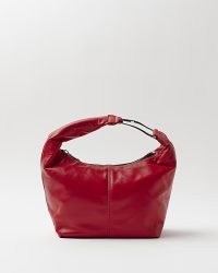 River Island RED LEATHER SHOULDER BAG | small top handle handbags