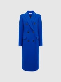 REISS DARLA LONGLINE DOUBLE BREASTED FORMAL COAT BRIGHT BLUE ~ women’s smart winter coats