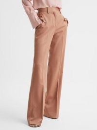 REISS LUNA PREMIUM SUIT WIDE LEG TROUSERS ROSE / women’s pink front creased pants / effortless style clothing