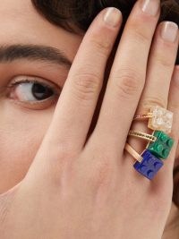 NADINE GHOSN The Bare Block jade, topaz & 18kt rose-gold ring ~ luxe green stone rings ~ contemporary jewellery