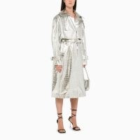 ROTATE Birger Christensen Silver faux leather coat ~ women’s luxe metallic belted coats