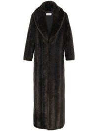 Saint Laurent faux-fur long coat in brown ~ luxury maxi coats ~ women’s luxe vintage style outerwear ~ glamour