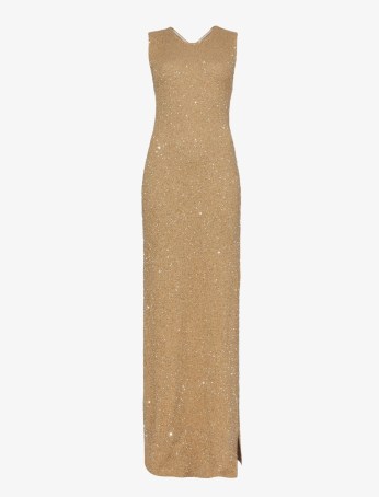 Proenza Schouler Sequin Knit Dress Pale Yellow / sequinned side slit tank style maxi dresses