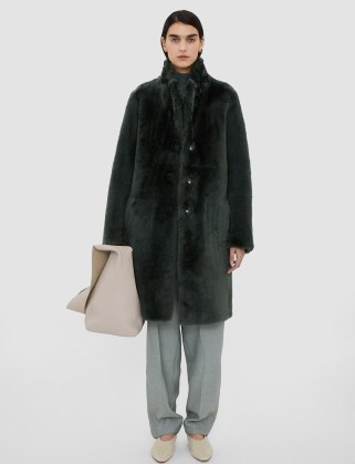 JOSEPH Shearling Britanny Coat in Dark Sage ~ womens luxury green winter coats ~ luxe clothing