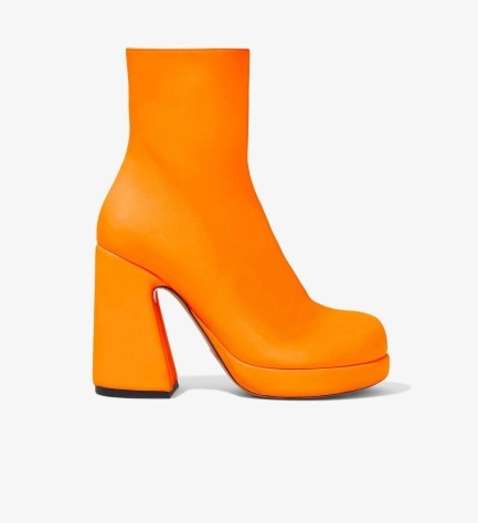 Proenza Schouler Forma Platform Boots in Orange / retro inspired block heel platforms / rounded toe / bright vintage style footwear - flipped