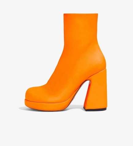 Proenza Schouler Forma Platform Boots in Orange / retro inspired block heel platforms / rounded toe / bright vintage style footwear