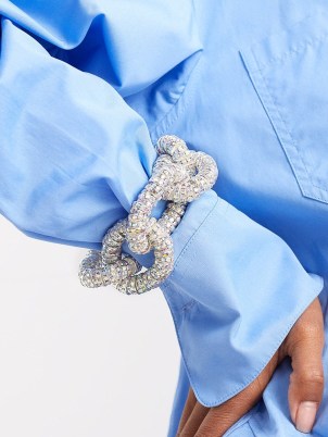 PEARL OCTOPUSS.Y Diamond Tire crystal & silver-plated bracelet | oversized chain link bracelets | women’s chunky jewellery - flipped
