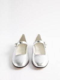 LE MONDE BERYL Round-toe leather Mary Jane flats in silver ~ flat metallic Mary Janes