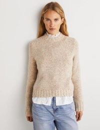 Boden Speckled Fluffy Jumper in Ivory | womens flecked jumpers