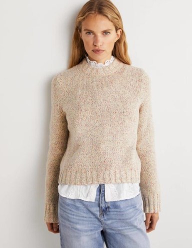 Boden Speckled Fluffy Jumper in Ivory | womens flecked jumpers