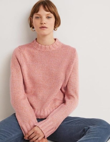 Boden Speckled Fluffy Jumper Pink Frosting ~ women’s lurex thread jumpers ~ womens shimmering metallic fibre sweaters - flipped