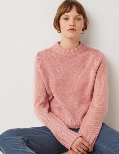 Boden Speckled Fluffy Jumper Pink Frosting ~ women’s lurex thread jumpers ~ womens shimmering metallic fibre sweaters