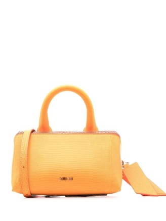 The Attico 24h lizard-embossed effect tote bag in light orange / small triangle shaped bags / asymmetrical crossbody - flipped