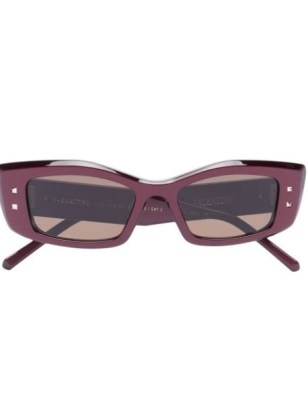 Valentino Eyewear rectangular-frame sunglasses in bordeaux red / women’s vintage style eyewear / womens designer accessories / retro sunnies - flipped