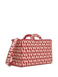 Valentino Garavani La Troisième Toile Iconographe shopping bag in blood red | logo print shoppers | designer top handle bags