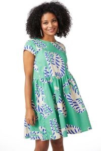 gorman Whats New Beach Dress in Green / women’s organic cotton animal print dresses