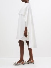 ROKSANDA Kaiya cape crepe dress in white ~ occasion dresses with capes ~ elegant vintage style evening event clothing