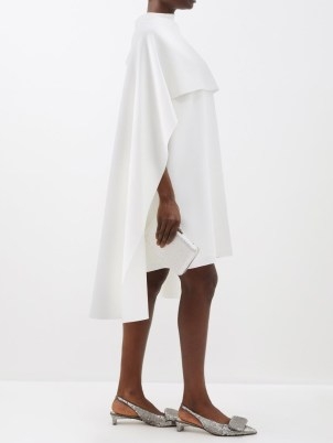 ROKSANDA Kaiya cape crepe dress in white ~ occasion dresses with capes ~ elegant vintage style evening event clothing - flipped