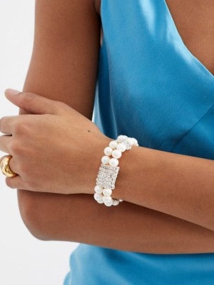 TIMELESS PEARLY Pearl, crystal & gold-plated bracelet – bracelets made with freshwater pearls and crystals – evening jewellery