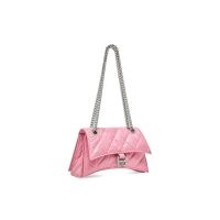 BALENCIAGA CRUSH SMALL CHAIN BAG QUILTED IN PINK ~ luxe leather shoulder bags