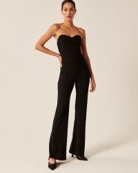 Abercrombie & Fitch Strapless Corset Jumpsuit in Black ~ sweetheart neckline jumpsuits ~ all-in-one party fashion