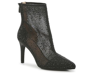 ADRIENNE VITTADINI NOON BOOT in BLACK ~ women’s sheer embellished ankle boots ~ glamorous booties - flipped