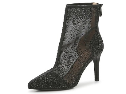 ADRIENNE VITTADINI NOON BOOT in BLACK ~ women’s sheer embellished ankle boots ~ glamorous booties