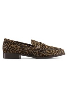 ME and EM Animal Print Loafer in Black/Tan/Brown Italian Leather – women’s leopard printed loafers - flipped