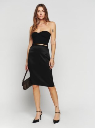 Reformation Annie Satin Skirt in Black – luxe skirts