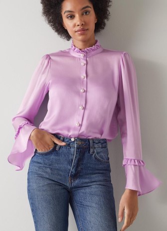 L.K. BENNETT Anya Lilac Silk Blouse ~ silky lavender blouses