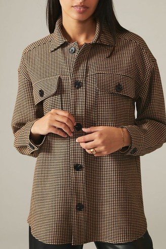 Current Air Shacket in Neutral – women’s utility style shackets – womens shirt jackets – dogtooth overshirt - flipped