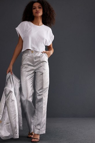 Stella Nova Livi Metallic Trousers in Silver – womens luxe style fashion