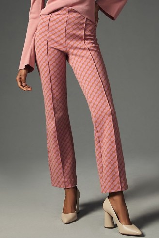 Maeve The Margot Kick-Flare Cropped Trousers in Pink ~ women’s retro inspired fashion - flipped