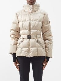 BOGNER Alaja belted down ski jacket in beige – women’s designer puffer jackets