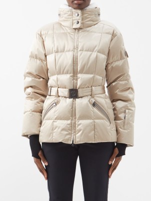 BOGNER Alaja belted down ski jacket in beige – women’s designer puffer jackets