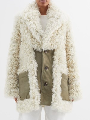 RAEY Inside out shearling car coat ~ women’s luxe curly textured coats - flipped