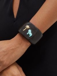 ROSA DE LA CRUZ Elephant & palm, 18kt gold & wood cuff in black ~ women’s statement cuffs ~ womens fine jewellery