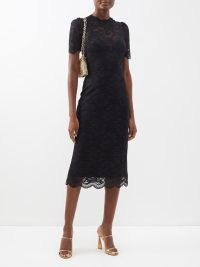 PACO RABANNE Floral-lace dress in black ~ semi sheer overlay dresses