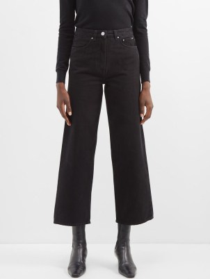 TOTEME High-rise cropped wide-leg jeans in black ~ women’s chic denim fashion ~ crop hem - flipped