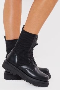 IN THE STYLE BLACK LACE UP BOOTS ~ womens chunky combat style boot