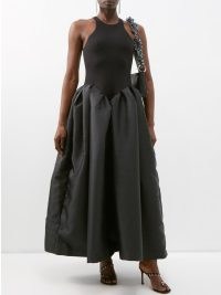 MARQUES’ALMEIDA Taffeta-skirt organic cotton-blend dress in black ~ voluminous fit and flare occasion dresses