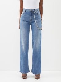 CHRISTOPHER KANE Crystal chain-embellished organic-denim jeans in blue ~ womens casual fashion
