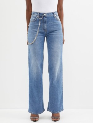 CHRISTOPHER KANE Crystal chain-embellished organic-denim jeans in blue ~ womens casual fashion - flipped