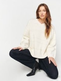 Reformation Brandy Oversized Cotton Sweater in Cream | luxe V-neck sweaters | womens slouchy jumpers | relaxed fit knits
