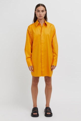 C&M CAMILLA AND MARC Bruno Cotton Shirt Dress in Tuscany – collared curved hem dresses - flipped