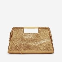 DeMellier The Seville Clutch Bag in gold metallic – luxe evening bags – glittering occasion handbags