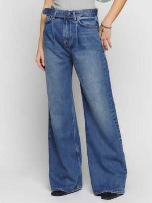 Reformation Dree Belted Baggy Wide Leg Jeans in Chesapeake ~ women’s stylish bluxe denim clothes