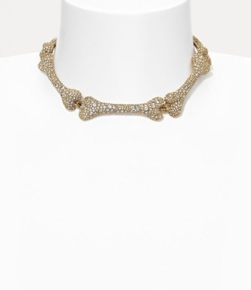 Vivienne Westwood FAUSTINE CHOKER in Gold Tone ~ Cubic zirconia crystal chokers ~ designer statement jewellery with crystals - flipped