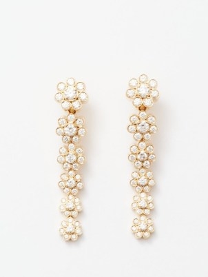 SOPHIE BILLE BRAHE Petite de Fleur diamond & 18kt gold earrings ~ floral drops with diamonds ~ women’s fine jewellery - flipped