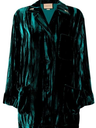 Gucci velvet-effect three-pocket shirt in dark green – womens luxe shirts